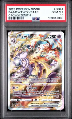 2023 POKEMON SWORD & SHIELD CROWN ZENITH #GG44 FULL ART/MEWTWO VSTAR PSA 10 - Image 1