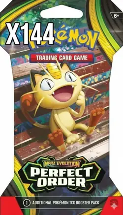 PRE-SALE Pokemon Mega Evolution Perfect Order Sleeved Booster Pack Case of 144 - Image 1