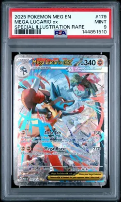 2025 Pokemon Mega Evolution Lucario ex Special Illustration Rare #179/132 PSA 9 - Image 1