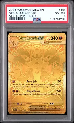 2025 POKEMON MEG EN-MEGA EVOLUTION #188 MEGA LUCARIO ex PSA 8 - Image 1