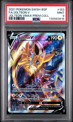 2021 POKEMON SWSH BLACK STAR PROMO #183 FULL ART/JOLTEON V PSA 9 - Image 1