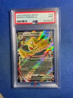 2025 POKEMON DRI EN-DESTINED RIVALS TEAM ROCKET'S PERSIAN EX 150 Psa 8 - Image 1