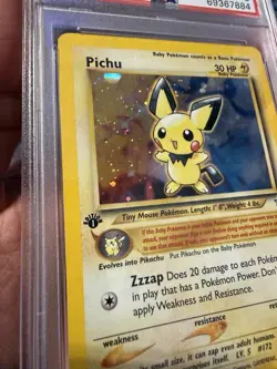 2000 POKEMON NEO GENESIS 1ST EDITION #12 PICHU-HOLO PSA 8 - Light Slab Scratches - Image 2
