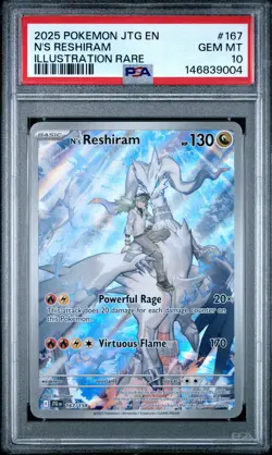 2025 POKEMON JTG EN-JOURNEY TOGETHER ILLUSTRATION RARE #167 N'S RESHIRAM PSA 10 - Image 1