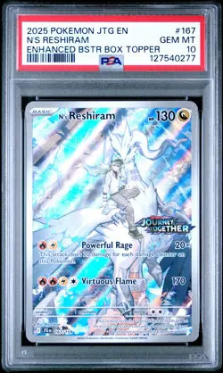 2025 POKEMON JTG EN-JOURNEY TOGETHER #167 N'S RESHIRAM PSA 10 - Image 1