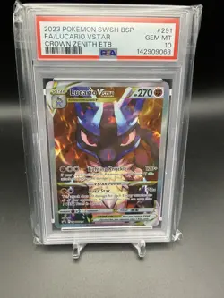 2023 Pokemon SWSH BSP Crown Zenith ETB #291 FA Lucario VSTAR PSA 10 - Image 1