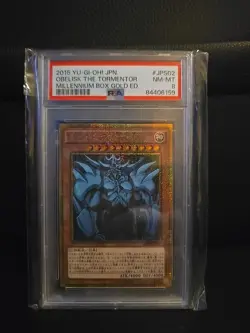 Yugioh! JPN Obelisk The Tormentor JPS02 Millennium Box Gold Ed Secret Rare PSA 8 - Image 1
