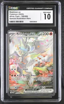RESHIRAM EX White Flare Special Illustration Rare #166 CGC 10 Pokemon - Image 1