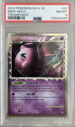 2010 Pokemon Triumphant Mew Prime Holo #97 Heartgold & Soulsilver NM-MT PSA 8 - Image 1