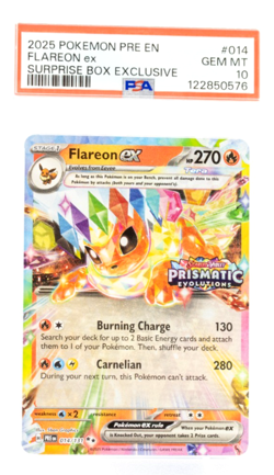 Flareon ex Pokemon Prismatic Evolutions 014 PSA 10 Surprise Box Promo - Image 1