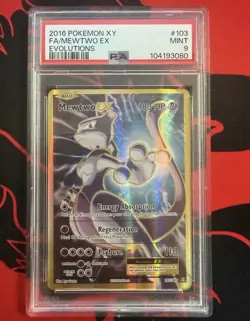 Pokemon Mewtwo EX 103/108 Evolutions Full Art Holo PSA 9 2016 - Image 1