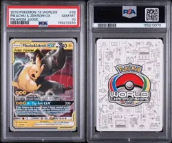 PIKACHU & ZEKROM GX 33/181 PIKAROM JUDGE 2019 POKEMON WORLDS DECK PSA 10 - Image 3