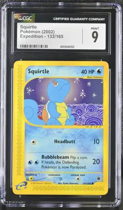 CGC 9 MINT Squirtle 2002 Expedition 132/165 Pokemon Card - Image 1