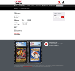 Pokemon Lost Origin Ultra Rare Giratina V 130/196 CGC 10 (9.5) Gem Mint - Image 3