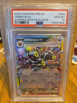 PSA 10 - 2025 Pokemon Prismatic Evolutions Suprise Box UMBREON EX #060 (8612) - Image 1