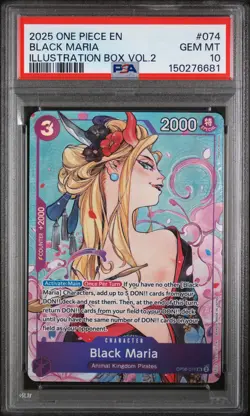 2025 ONE PIECE PROMOS ILLUSTRATION BOX VOL.2 #074 BLACK MARIA PSA 10 - Image 1