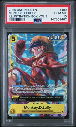 2025 ONE PIECE PROMOS ILLUSTRATION BOX VOL.3 #109 MONKEY D. LUFFY PSA 10 - Image 1