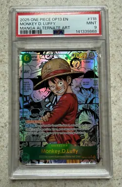 2025 One Piece OP-13 EN #118 Monkey D. Luffy Manga Alt Art PSA 9 MINT! - Image 1