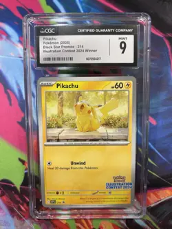 Pikachu 2024 Illustration Contest Black Star Mint 9 CGC Pokemon Card TCG - Image 1