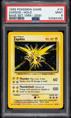Pokemon Card Zapdos Holo Base Set - 4th UK Print 1999-2000 - PSA 9 POP 29 - Image 1