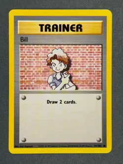 Bill 91/102 Base Set Series Base Set Common Pokemon TRAINER Card 1999 NM - Image 1