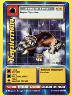 Tapirmon 1st Edition Bo-36 1999 Digimon Bandai Card CCG - Image 1