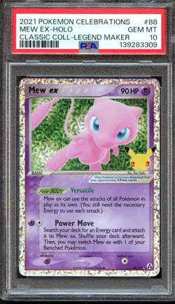 Mew ex 88/92 Celebrations Classic Collection PSA 10 Gem Mint Pokemon Card - Image 1