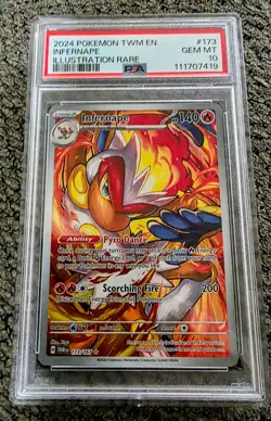 Infernape 173/167 PSA 10 Full Art IR Twilight Masquerade Pokemon 2024 - Image 1