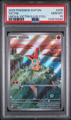 2025 Pokemon SVP EN-SV Black Star Promo Victini PSA 10 #208 - Image 1