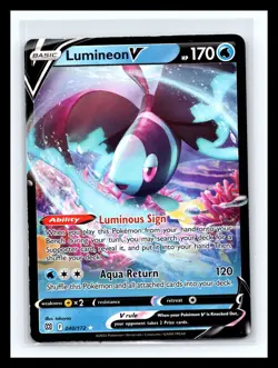 💥 Lumineon V 040/172 - Pokemon Brilliant Stars Sword & Shield Ultra Rare Holo - Image 1