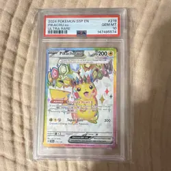 2024 Pokemon Surging Sparks Pikachu ex 219/191 Ultra Rare PSA 10 GEM MT - Image 1