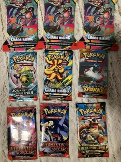 Pokemon Booster Pack Lot Of 9 Sealed Packs Chaos Rising , Destined Heroes plus!! - Image 1