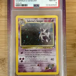 2000 POKEMON GYM HEROES HOLO #14 SABRINA'S GENGAR PSA 8 with Grape GradedGuard - Image 2