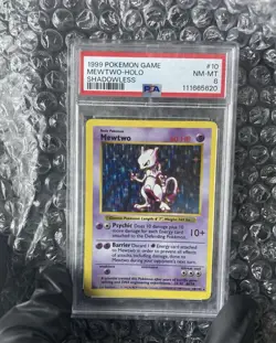 1999 Pokemon Shadowless Mewtwo Holo #10 PSA 8 NM-MT Base Set Rare - Image 1