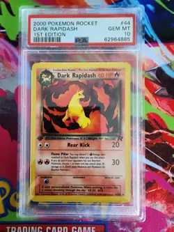 2000 POKEMON TEAM ROCKET 1st EDITION #44/82 DARK RAPIDASH PSA 10 GEM MINT - Image 1