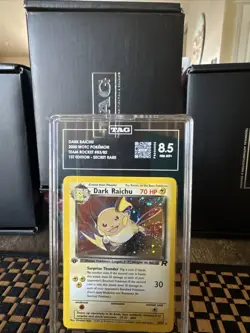 Pokemon Dark Raichu 1st Edition Holo Tag 8.5 Team Rocket 2000 #83 Swirl Mint - Image 1
