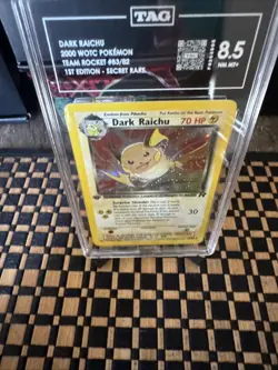 Pokemon Dark Raichu 1st Edition Holo Tag 8.5 Team Rocket 2000 #83 Swirl Mint - Image 3