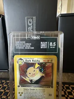Pokemon Dark Raichu 1st Edition Holo Tag 8.5 Team Rocket 2000 #83 Swirl Mint - Image 4