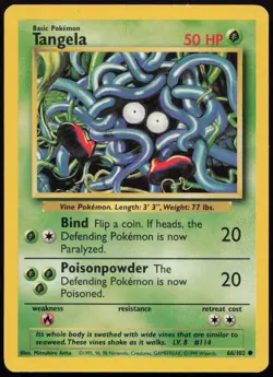 Tangela 66/102 MP Base Set Unlimited Common Pokemon - Image 1