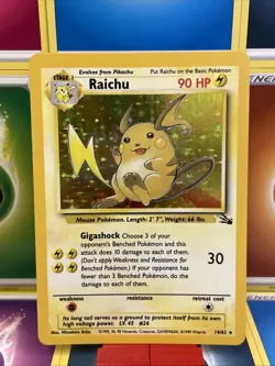 Pokemon TCG Raichu – Fossil Set 14/62 – Holo Rare – 1999 – Vintage WotC LP/MP - Image 1