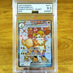 Pokemon Scarlet & Violet Base Secret Arcanine EX 224/198 AGS Mint+ 9.5 Holo 2023 - Image 1
