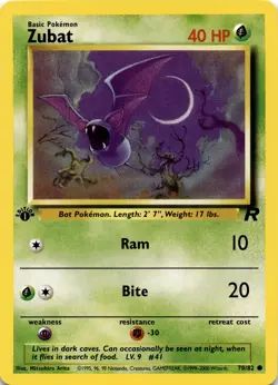 Pokemon Zubat Team Rocket 70/82 1st Edition Common NM - Image 2