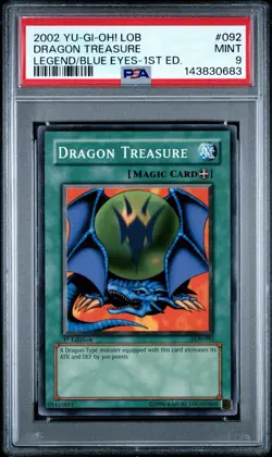 2002 Yu-Gi-Oh! Dragon Treasure LOB 1st Edition Common PSA 9 - Image 1