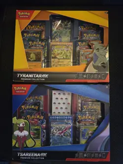 1x Pokemon Tyranitar EX And 1x Tsareena EX Premium Collection Boxes NEW - Image 1