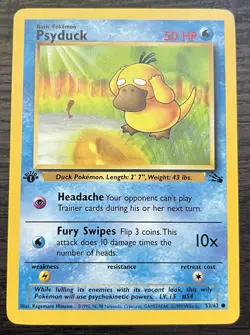 1st Edition Psyduck 53/62 Pokemon TCG WOTC Base Set Fossil LP - Image 1