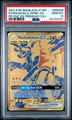 2021 POKEMON SM BLACK STAR PROMO #SM248 FULL ART/PIKACHU & ZEKROM GX PSA 10 - Image 1