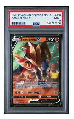 PSA 9 Mint 2021 POKEMON CELEBRATIONS ZAMAZENTA V 018 - Image 1