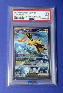 2023 Pokemon MEW EN Zapdos ex Special Illustration Rare #202 PSA 9 MINT - Image 1