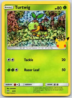 POKEMON MCDONALD'S 25TH ANNIVERSARY PROMOS TURTWIG 004/025 PROMO HOLO NM - Image 1