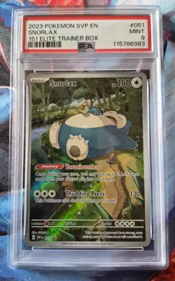 2023 Pokemon 151 Elite Trainer Box Promo #051 Snorlax PSA 9 - Image 1
